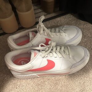 Nike White and Coral Sneakers